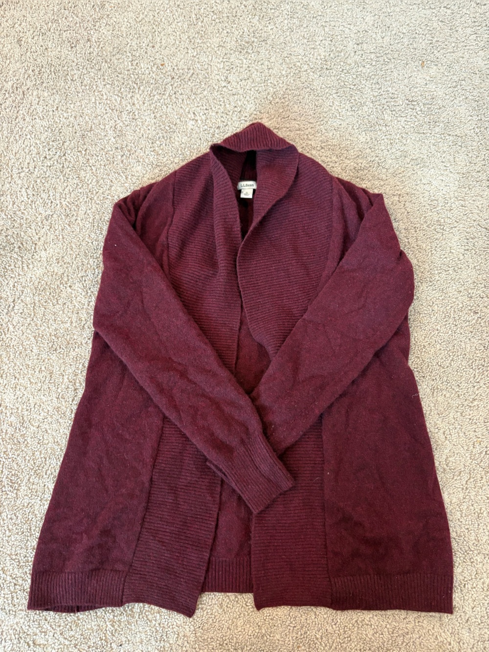 LL Bean Pima Cotton Open-Front Cardigan Sweater red Women's Small